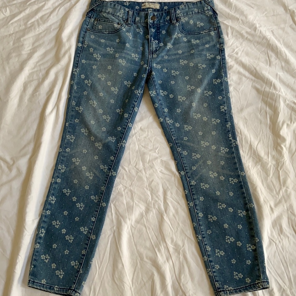 Free People Faded skinny jeans with little flowers